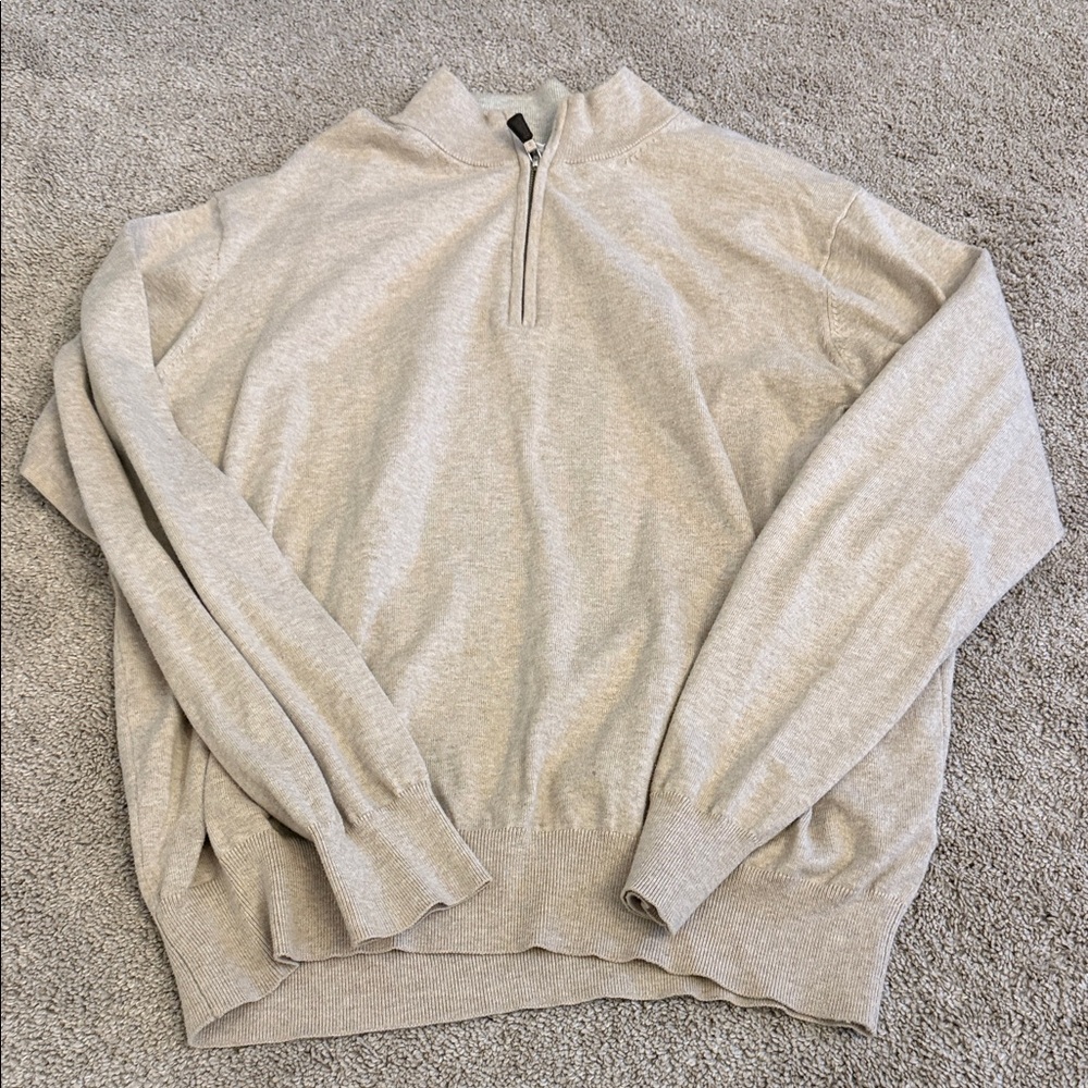 Peter Millar Light Tan Zip-Up Sweater
